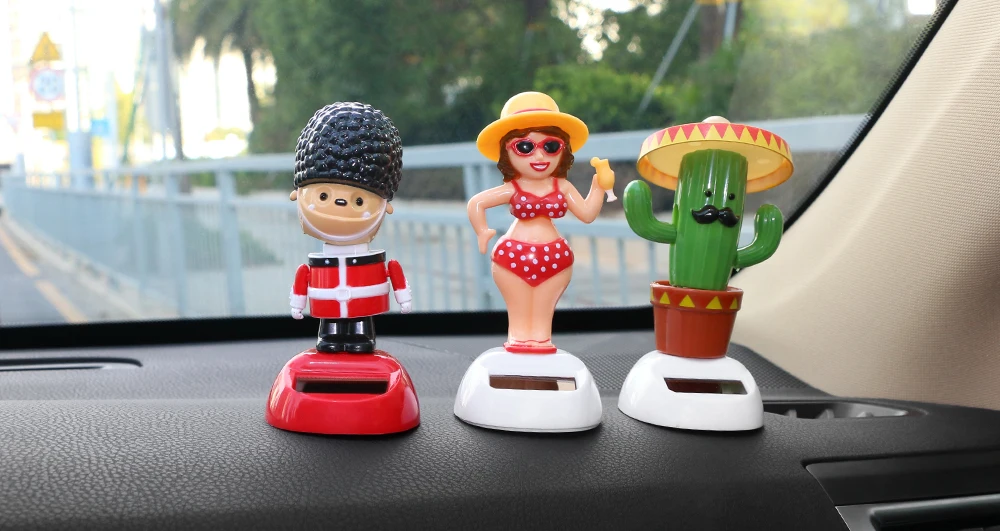Solar Powered Tanzen Schütteln Kopf Auto Ornament Cartoon Einhorn Puppe Automobil Auto Dashboard Dekoration Nette Auto Zubehör – Detail 1