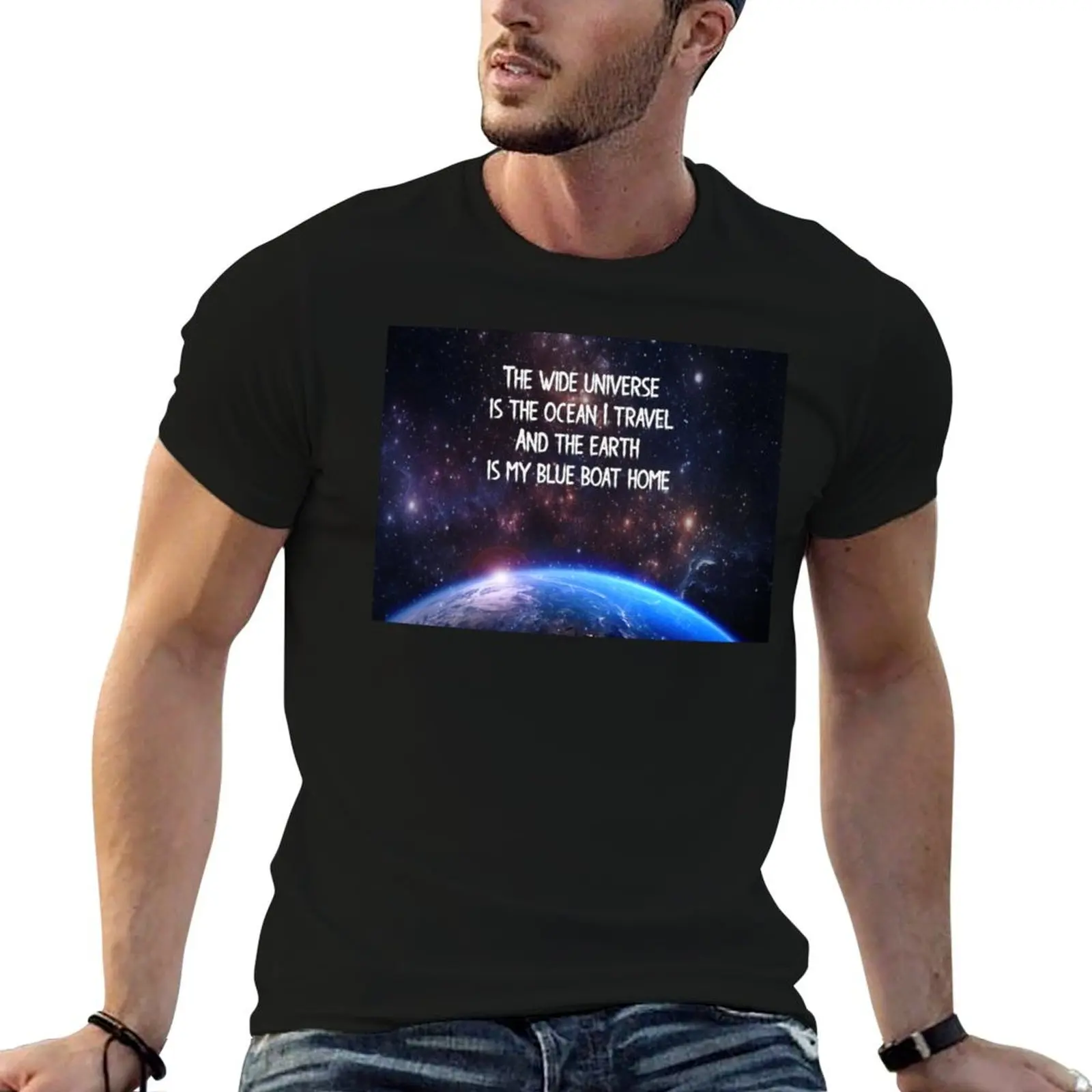 UU The Earth is My Blue Boat Home T-Shirt Casual Daily Wear Short Sleeve Top