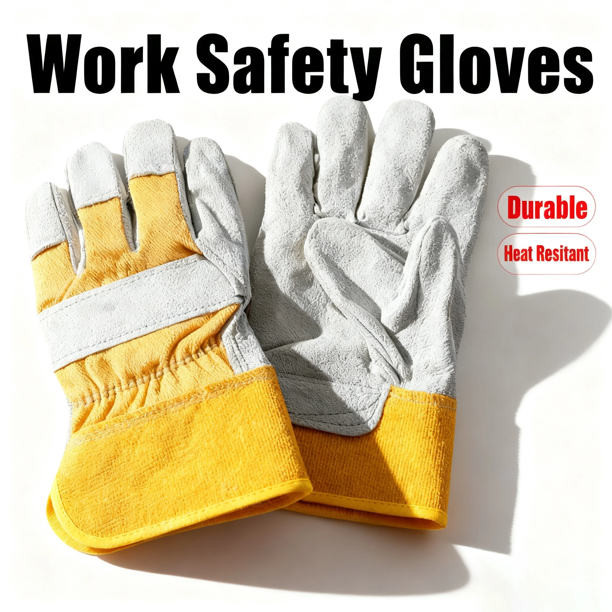 Genuine Cowhide Welding Protective Gloves, Anti-scald Heat-insulating & Wear-resistant, Cost-effective Hand Protection for Work