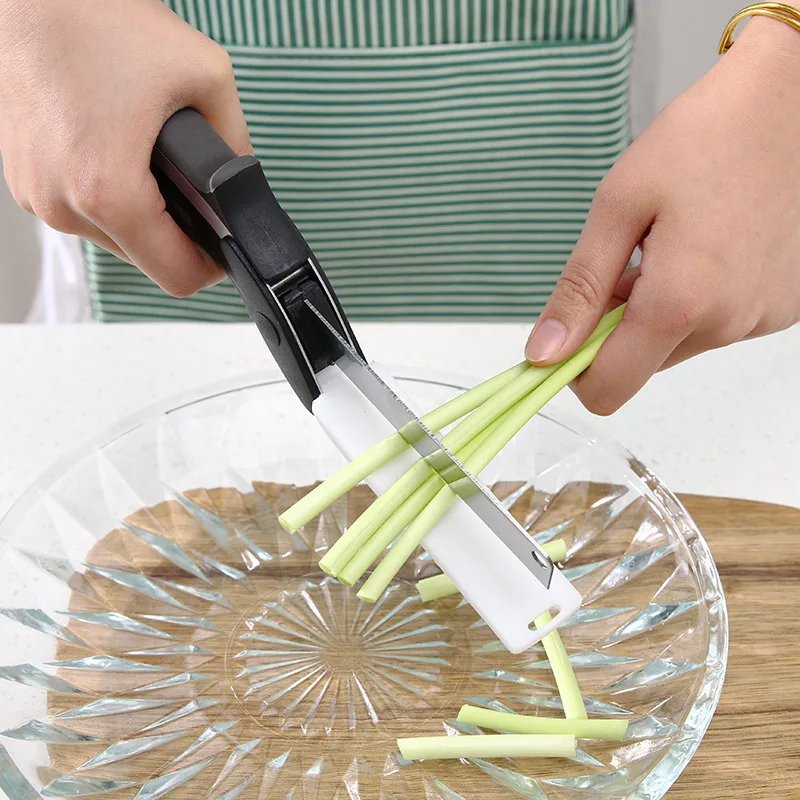 Vegetable Cutting Board Spring Scissors, Household Kitchen Knife, Auxiliary Food Scissors, 2-in-1 Kitchen Tools, New