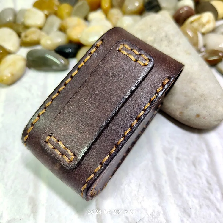 Blongk Leather Folding Glasses Box Belt Pack Cowhide Hand-made Foldable Glasses Case Small Waist Bag Men Women PD-ZD