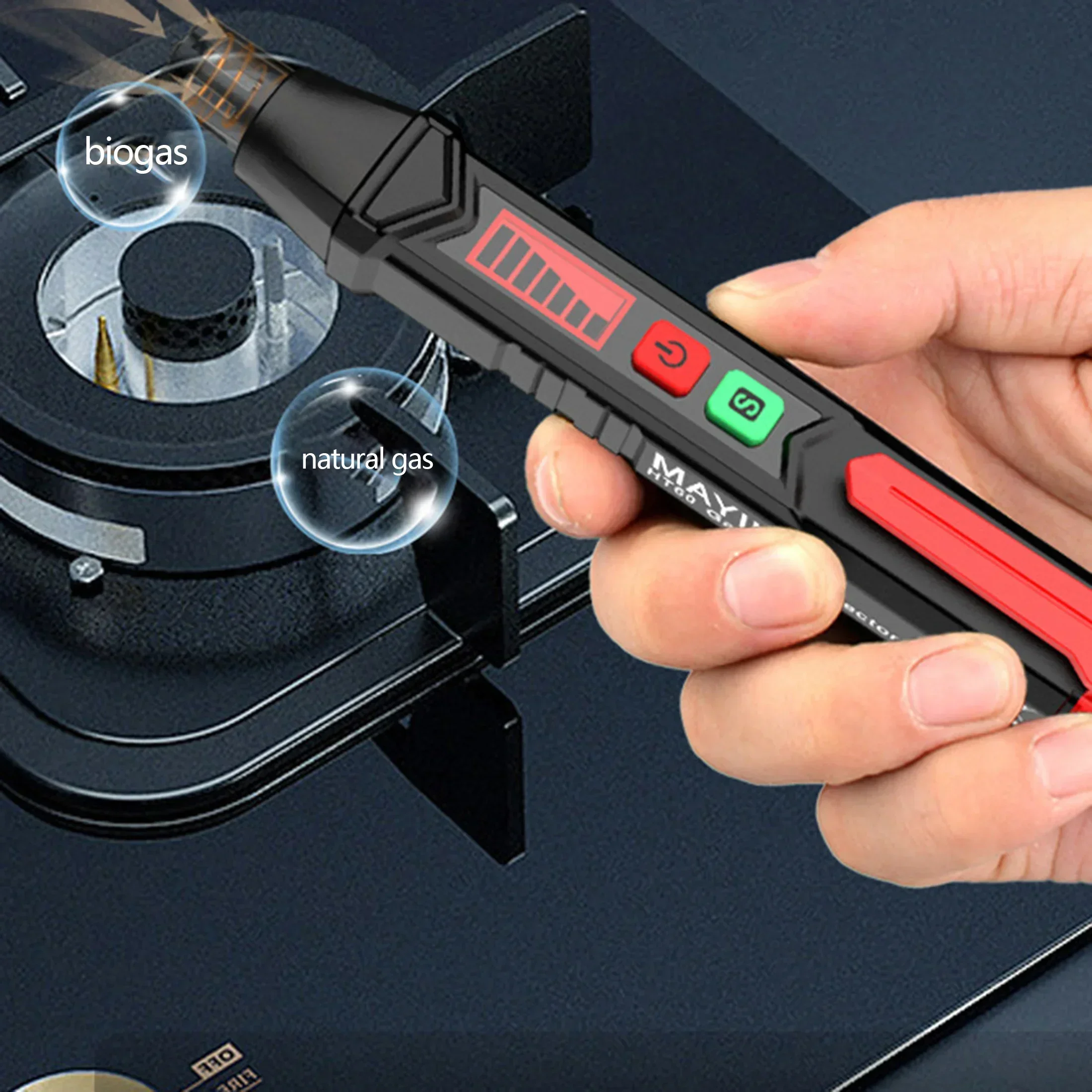 

Высокочувствительный детектор газа с визуальными и звуковыми оповещениямиПортативный газ, металл, природный газтестер для кемпинга, пожаротушения