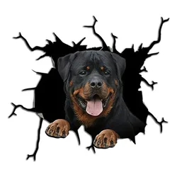 Jpct tear cute Rottweiler dog exposed tongue decal for car body, bumper waterproof cover scratch sticker maximum size 15cm