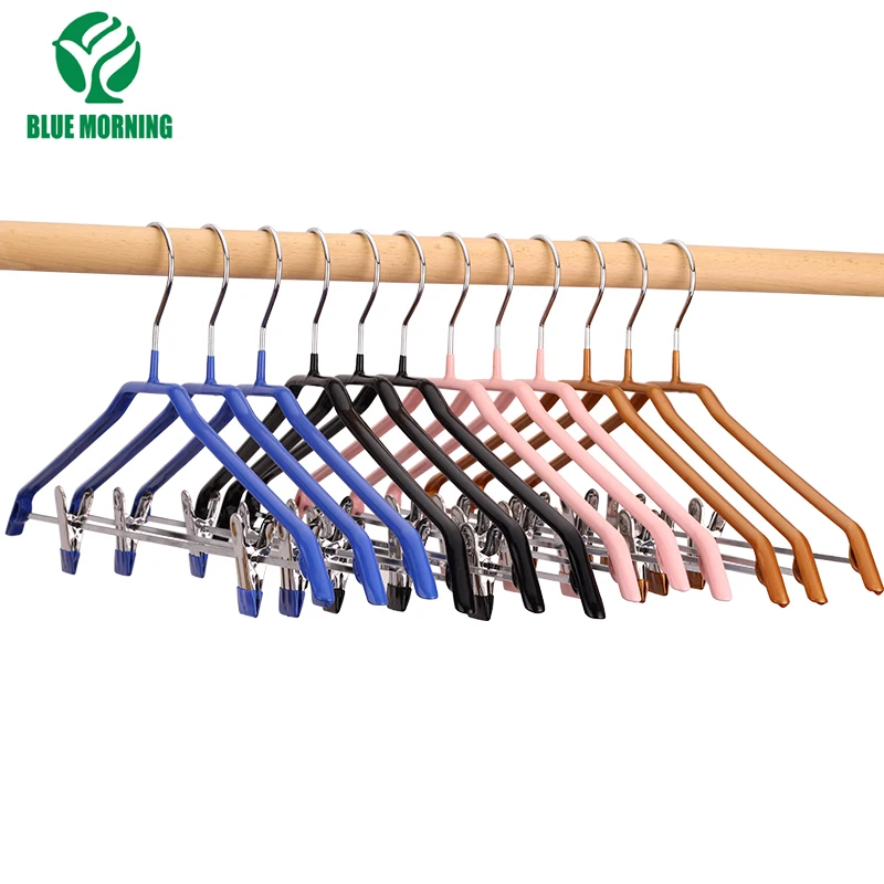 10 Pcs Household Non-slip Hanger Metal Clothes Hangers Multi-functional Clothes Organizer Adult Coat Suit Hangers with Clips