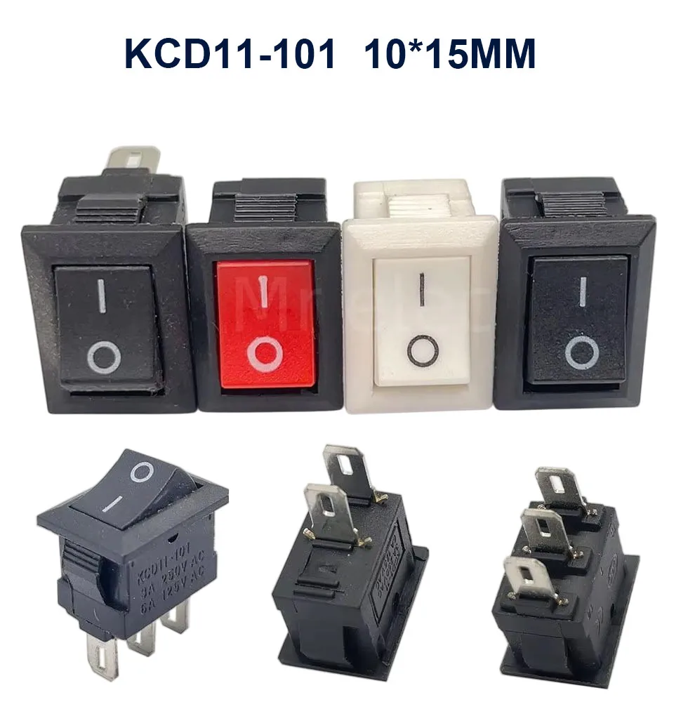 KCD11 10 * 15mm 3A250V Ship Type Switch Small Power Switch Micro Switch 2Pin 3Pin 2Gear 3Speed 1/10pcs