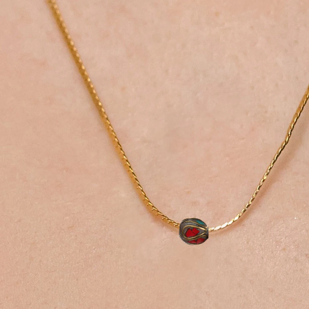 

12Pcs Tibetan Style Buddha Beads Handmade Green Turquoise Spacers Intricate Inlay Design for DIY Jewelry Making Longterm Wear