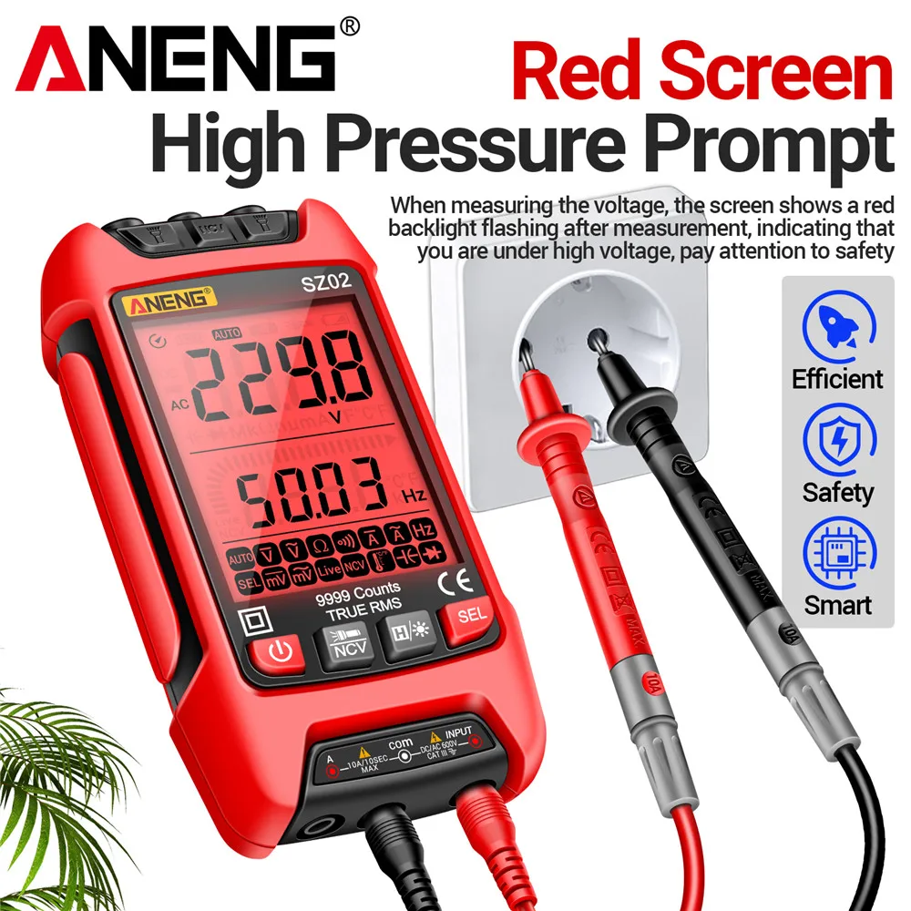 ANENG SZ02 Digital Multimeter Smart AC/DCVoltage Capacitance Meter 6000 Counts  Auto Electrical  Temp Resistance Transistor Test