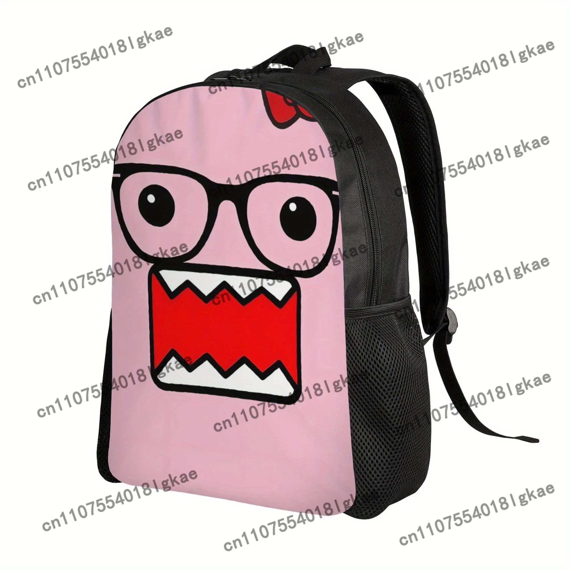 ZLIENSZUS Domo Kun Backpack - Pink Cartoon Character with Glasses & Red Mouth, Lightweight & Durable for College, Casual Outings