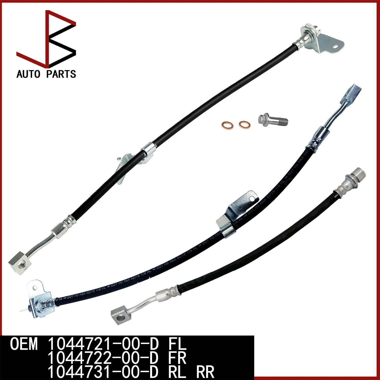 

New Brake Hose Jounce Hoses For Tesla MODEL 3 (5YJ3) 2017- Front LH RH Rear LH RH OEM 1044721-00-D 1044722-00-D 1044731-00-D