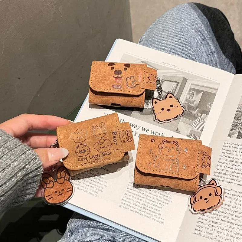 Для Shokz OpenDots ONE E310 защитный чехол кожаный Bluetooth музыкальный щенок бизнес милый простой мягкий чехол для наушников с защитой от падения