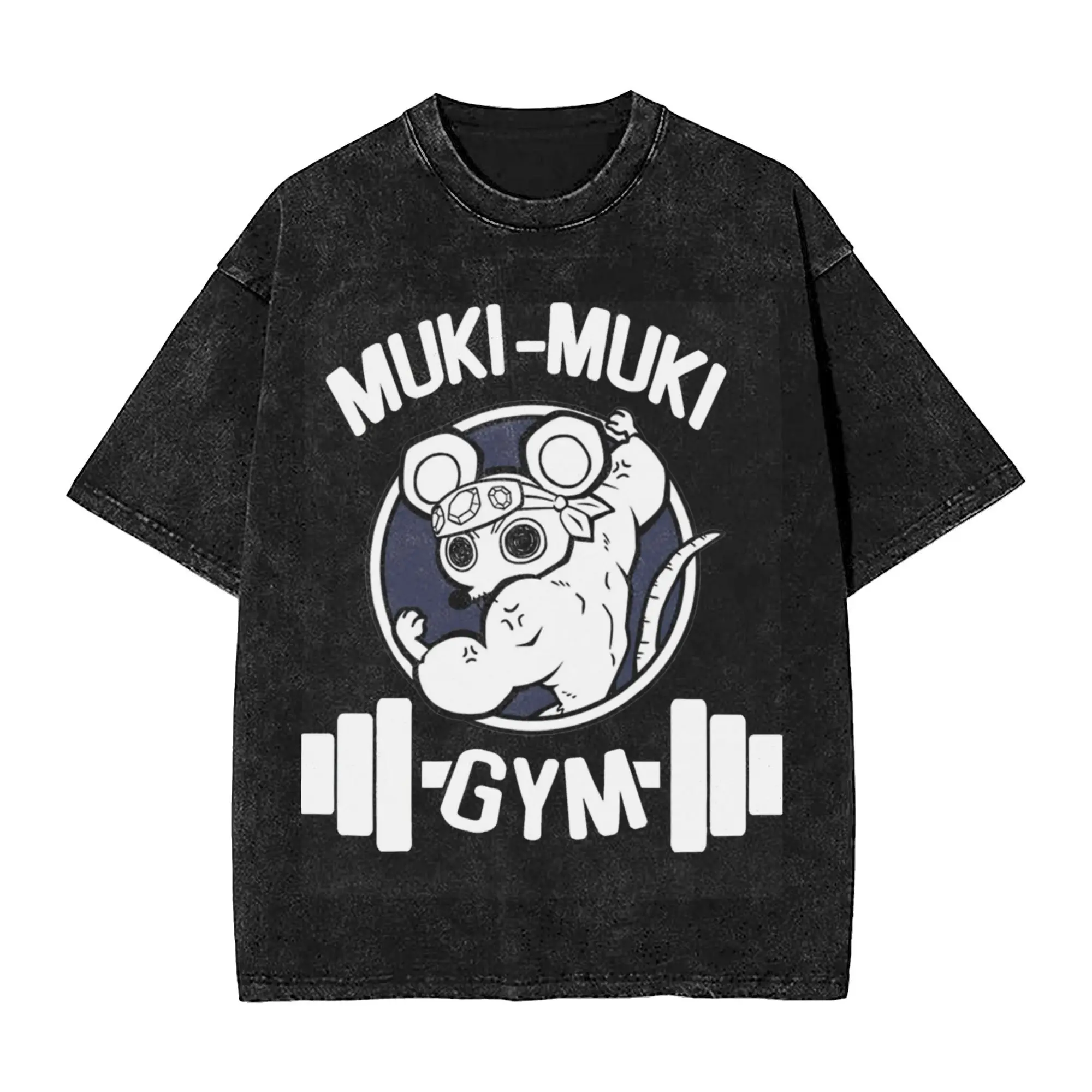 

Muscle Mice Muki Muscular Gym Футболки Хип-хоп Мытый хлопок Harajuku Футболка Demoned Slayered Мужчины Женщины Уличная одежда Футболки с принтом