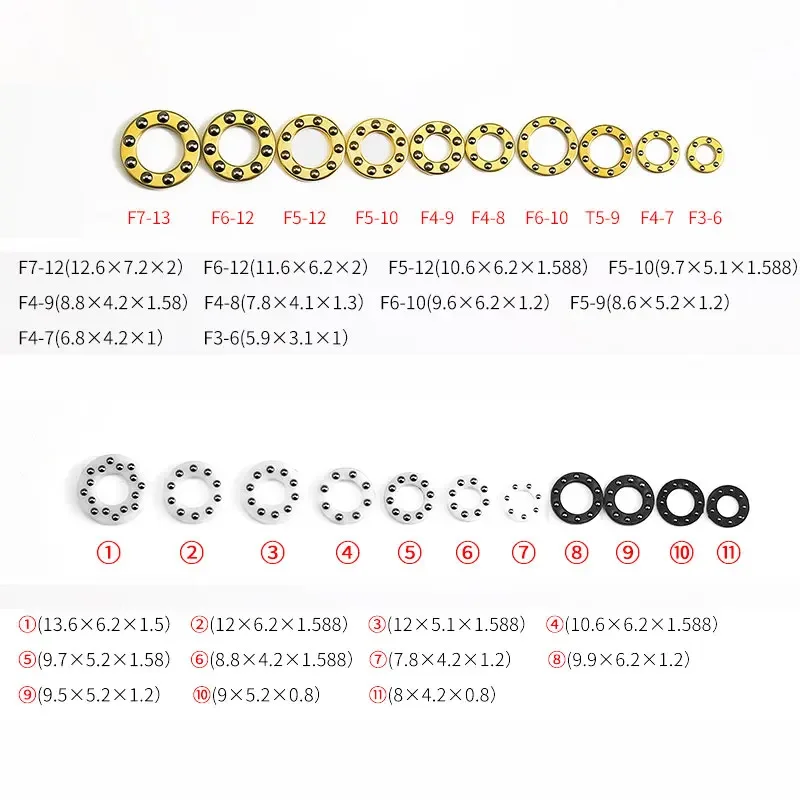 100PCS / Lot  Mini Plane Axial Ball Bearing Steel  Ball  Thrust Bearing Copper Protection Bearing Folding Knife Accessories