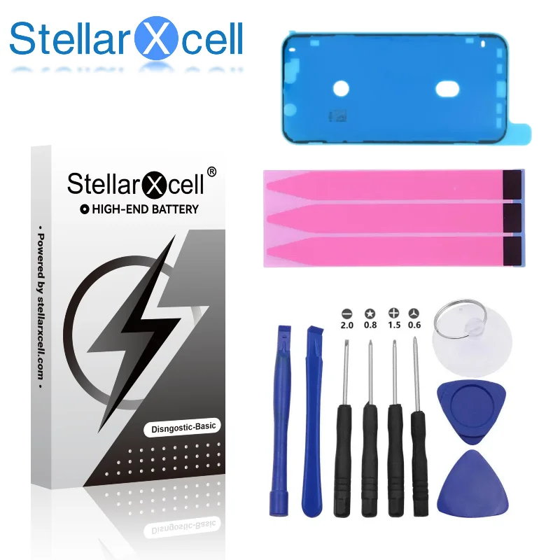 بطارية أساسية تشخيصية من StellarXcell لجهاز iP12 13 14 15 Mini Pro Plus Max متوافقة مع رسالة بدون خطأ أداة صحية مجانية 100%