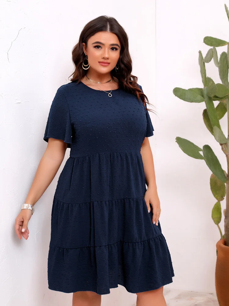 GIBSIE-Vestido corto holgado de talla grande para mujer, minivestido de verano con dobladillo y volantes, cintura alta, estilo bohemio, informal,