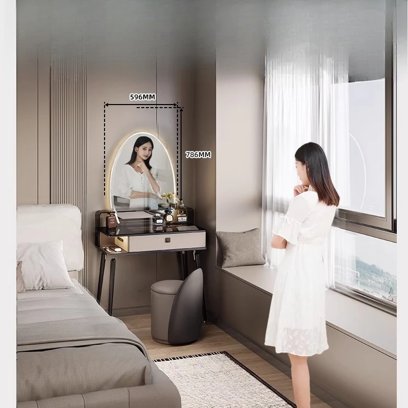 Lock Jewelry Glass Vanity Table Mirror Chair Outlet Drawers Bedroom Vanity Desk Makeup Organizer Toaletka Furniture For Home