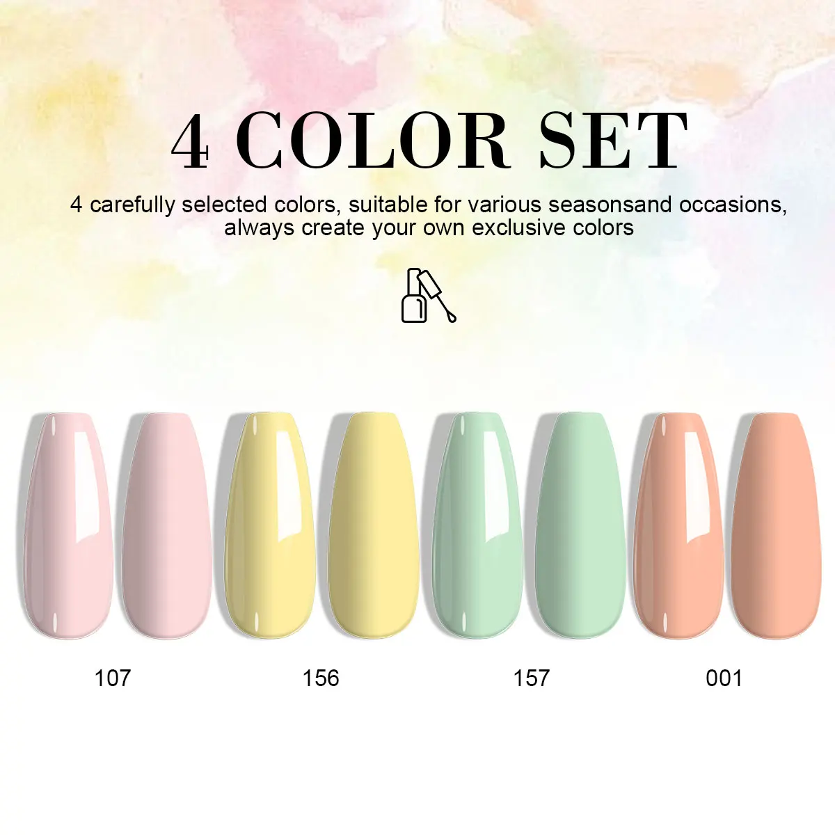 LIMEGIRL 4 Color Nail Polish Gel Set Macron Color UV LED Nail Polish Semi Permanent UV Gel Soak Off Nail Gel Polish Kits