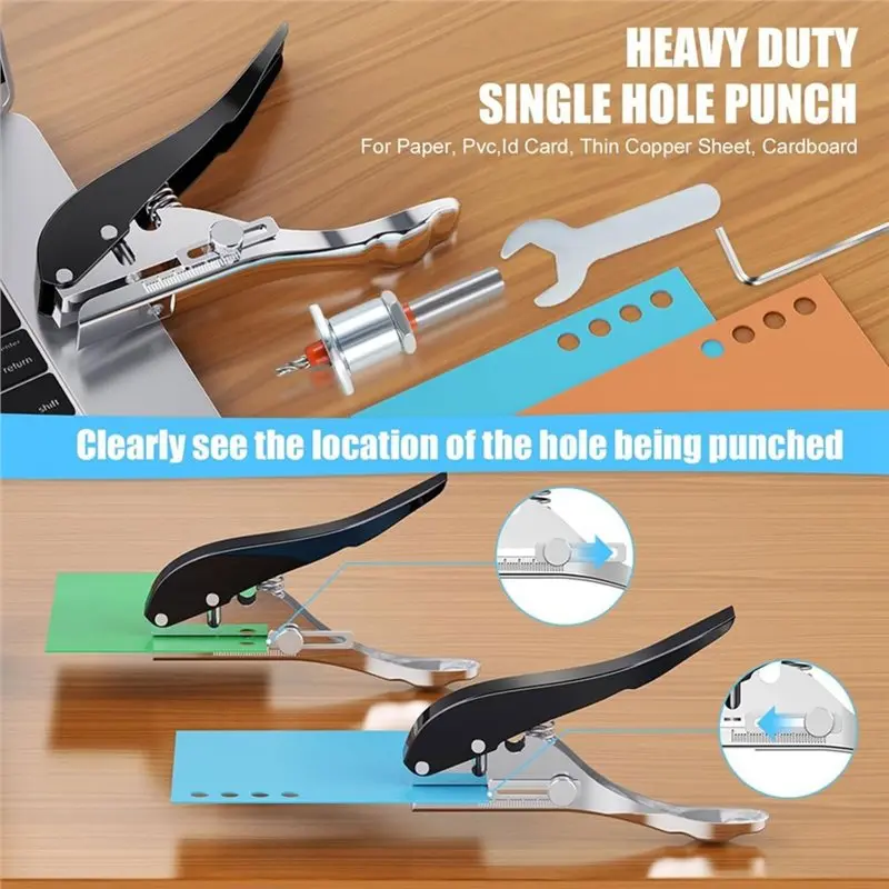 B92B-Hole Punch Pliers 5/16 In Single Hole Paper Punch With Adjustable Depth, Handheld Circle Punch For PVC Leather Cardboard