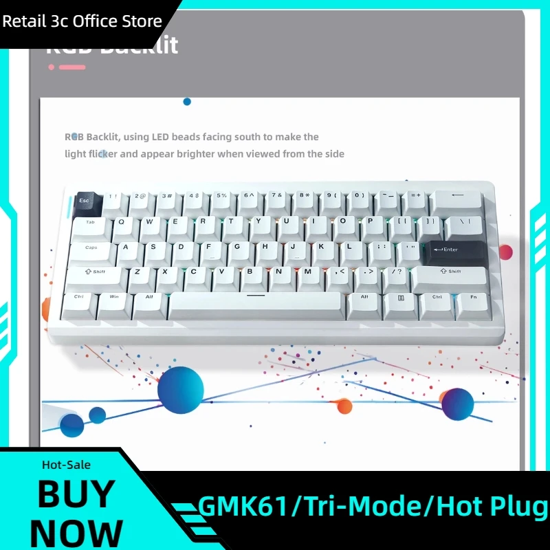 

Zuoya Gmk61 Tri-Mode Wireles Hot-Swappable Gasket Mechanical Keyboard Bluetooth Wireless Rgb Custom Mahjong Sound Mute Keyboard