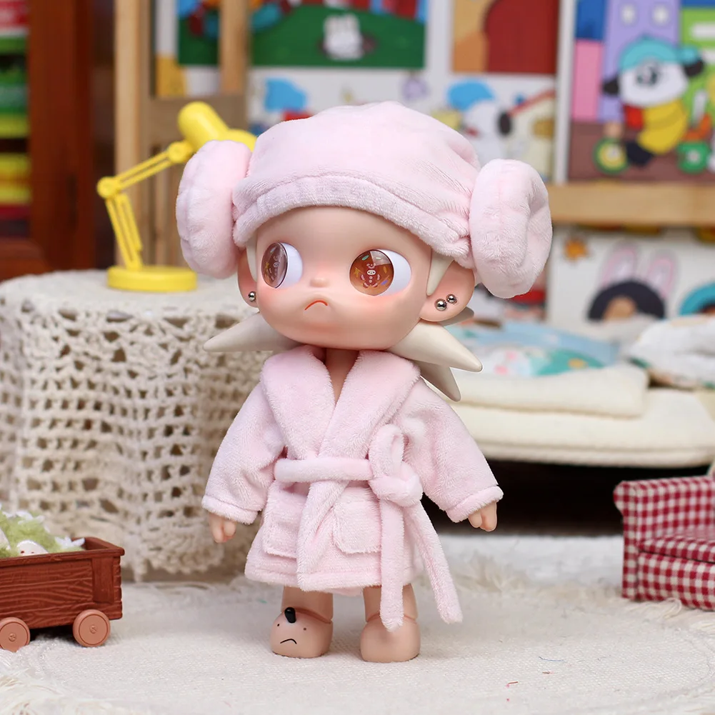 20cm Doll Bathrobe and Shower Cap Set, Multi Color Doll Pajama Clothes Fit Zsiga 1/8 BJD , Mini Doll Dress-up Outfit Accessories