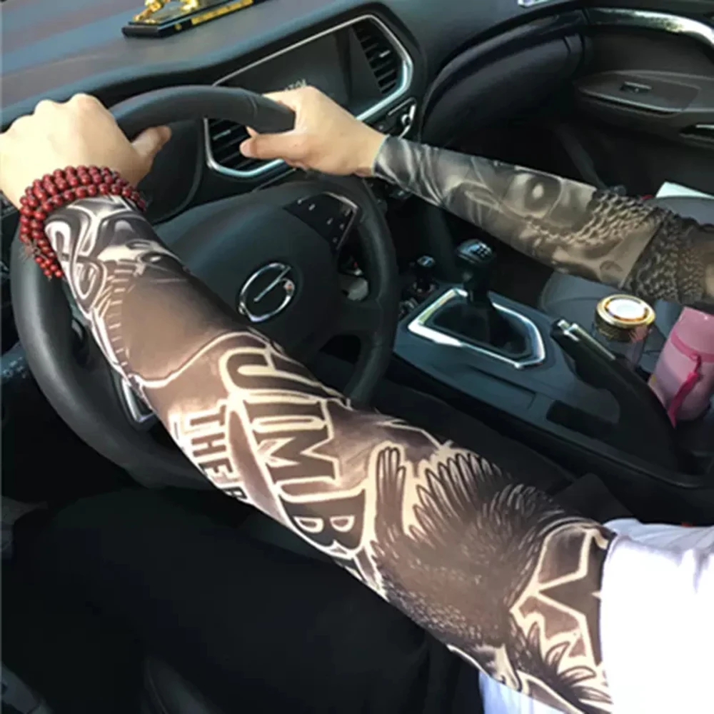 1PC Tattoo Sleeve Man Woman Fake Tattoo Arm Warmers Elastic UV Protection Cool Printed Sun-proof Unisex Punk Fashion Sleeve