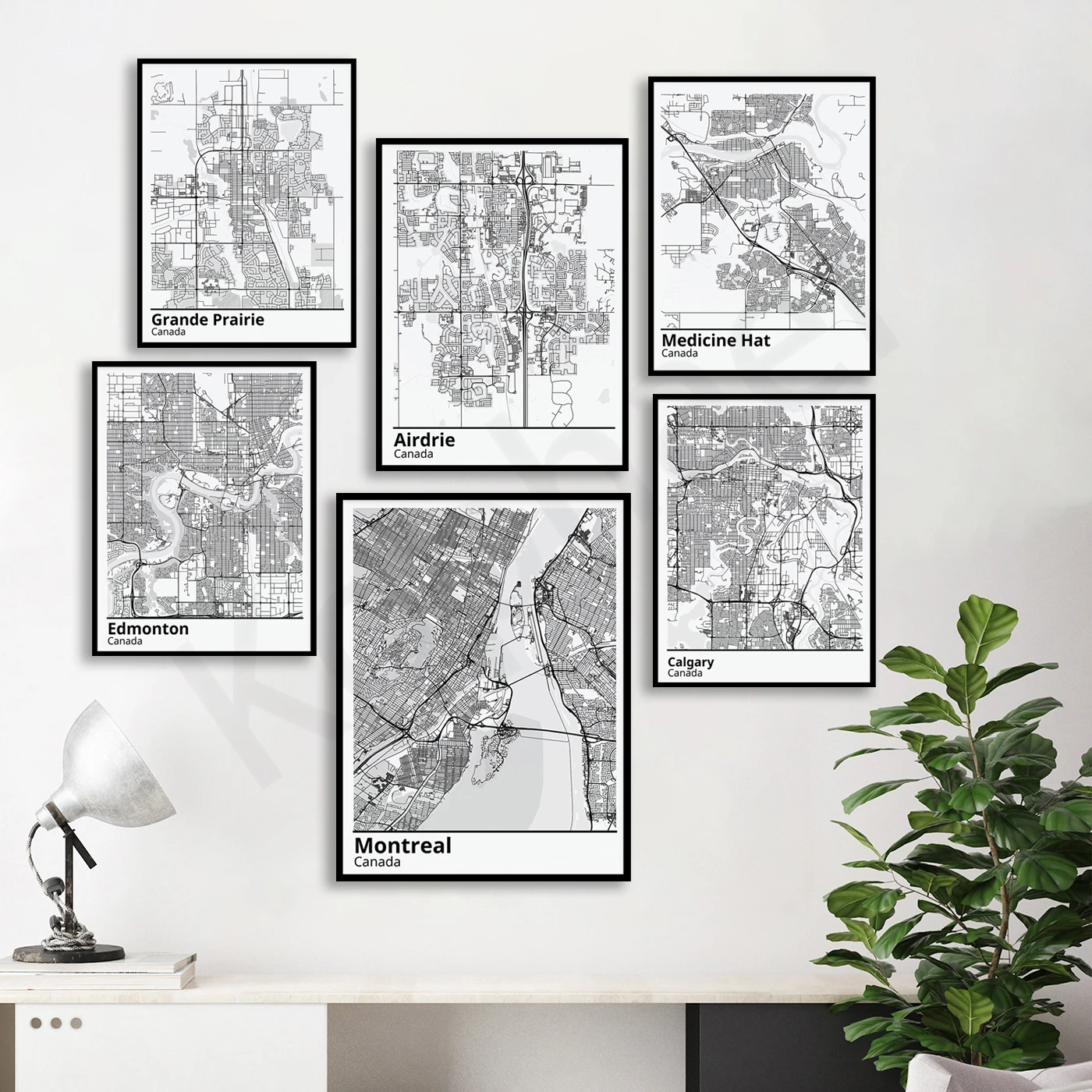 Medicine Hat. Edmonton.Calgary.Lloydminster.Montreal.Vancouver. Grande Prairie. Airdrie. Ottawa.Brampton. City Travel Map Poster