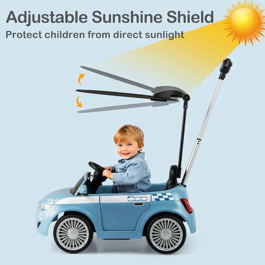 عربة فيات 500 المرخصة على دفع السيارة بواسطة 3 في 1 عربة أطفال منزلقة للمشي مع مسند للقدمين قابل للسحب ومقبض للتحكم في الوالدين #3