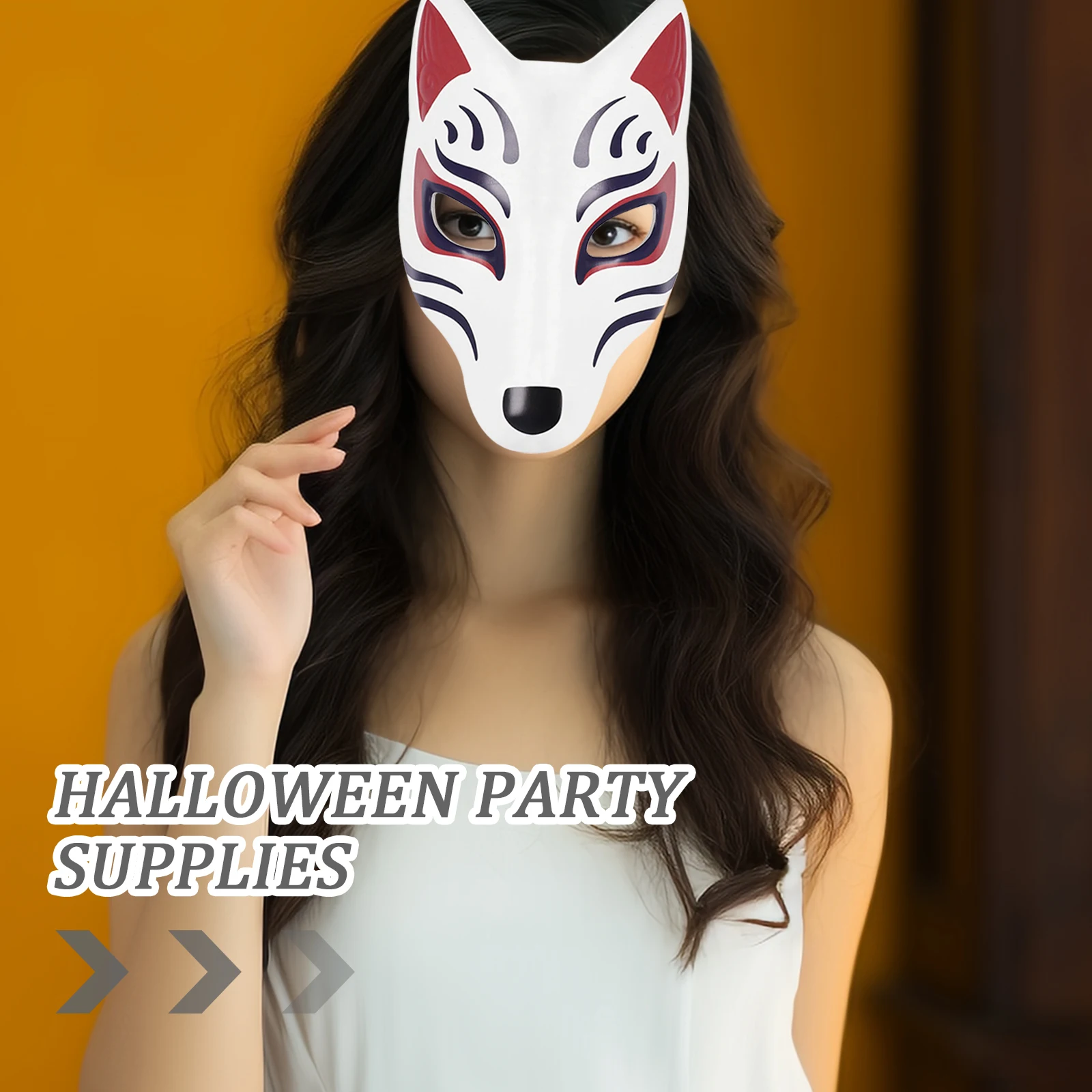 

2Pcs Halloween Animal Mask Japanese Blank Fox Masquerade DIY Animal Unpainted cosplay Mask multiuse Halloween ball Party Supply
