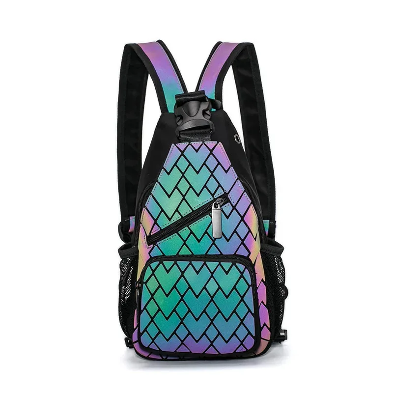 Geometric Luminous Chest bag Sequins Female Backpack Geometric Women School Backpack For Teenage girls mochila feminina 2020