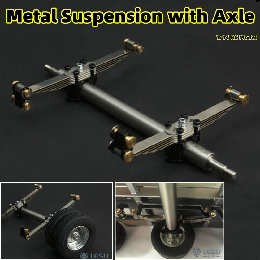 Suspension with Axle Non-Powered For 1/14 Tamiya RC LESU Small Wheel Trailer DIY Parts Modified Vehicles Toy Model Parts