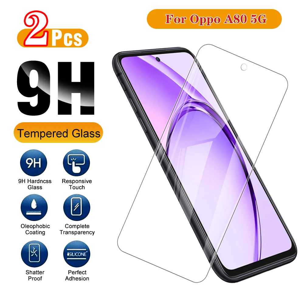 2pcs Tempered Film For Oppo A80 5G Screen Protectors For Oppo A 80 80A OppoA80 Oppoa 80 2024 Shockproof Protective glass 6.67