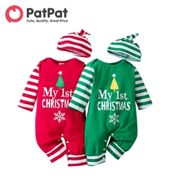 PatPat Christmas Costume Newborn Baby Girl Clothes New Born Babies Boy Jumpsuit 95% Cotton Overalls Rompers with Hat Set