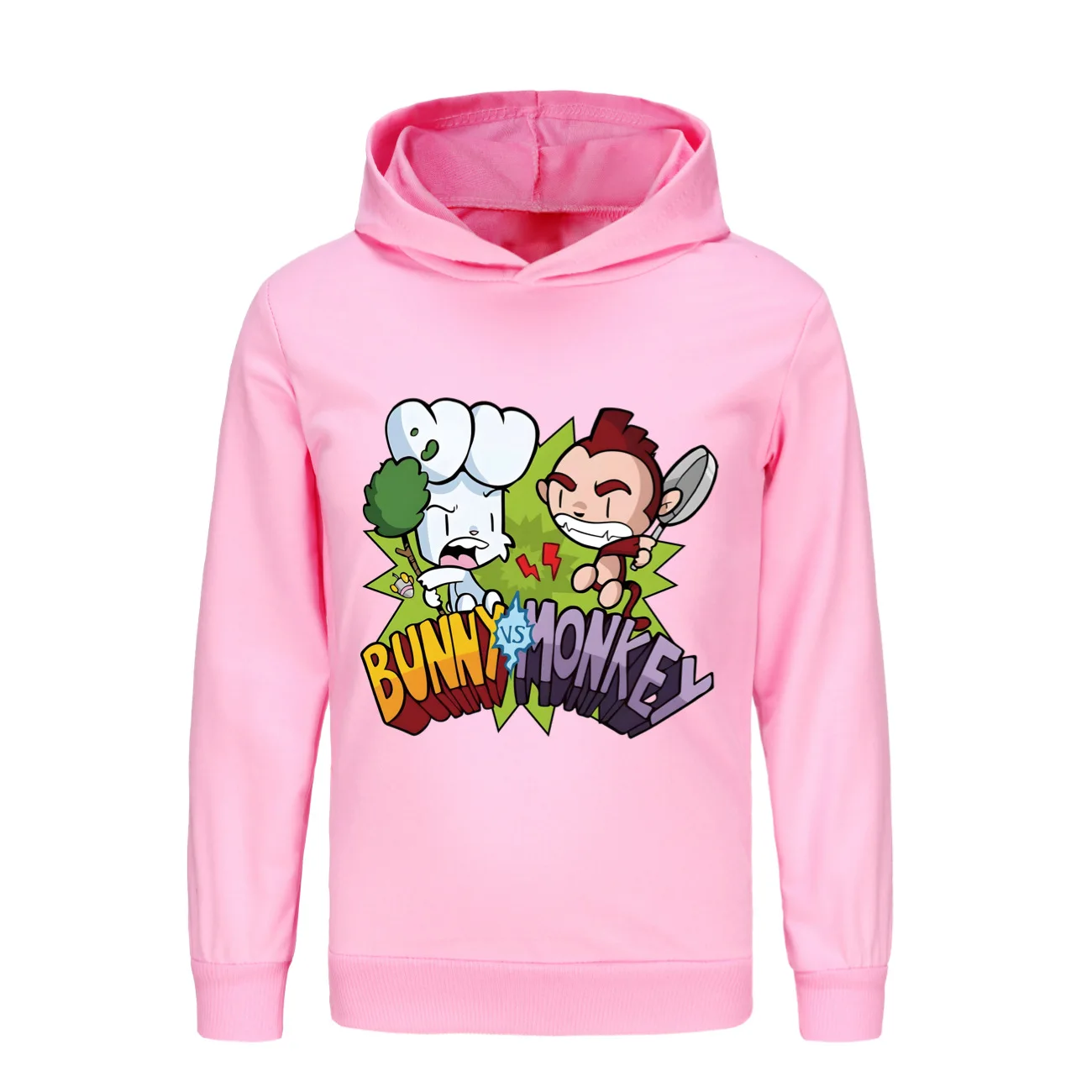 New BUNNY MONKEY Hoodies Kids Spring Long Sleeve Sweatshirt Boys Funny Clothes Children Casual Hooded Tops Baby Girls Camisetas