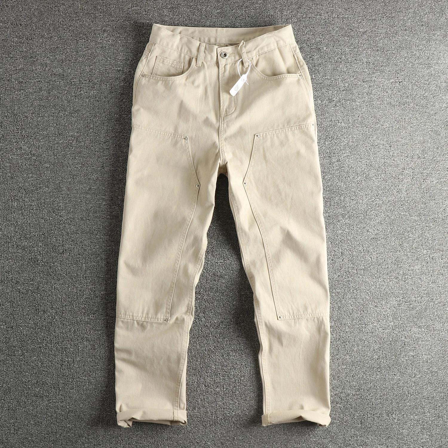 Loose wide-leg stitching design American high street retro trend men's jeans versatile trousers