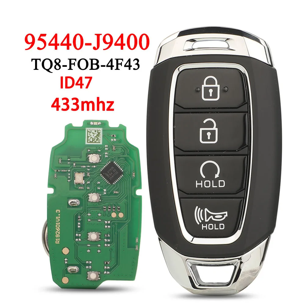 jingyuqin 4 Buttons Smart Car Key Fob FCC 95440-J9400 47Chip TQ8-FOB-4F43 433Mhz For Hyundai Kona 2021+