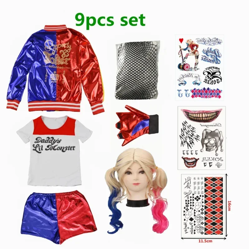 الدب البيت AA المرأة هارلي زي كوين تأثيري الانتحار فتاة فرقة سترة تي شيرت السراويل مجموعات الوحش مهرج سيارة جديد 2025 WKD001