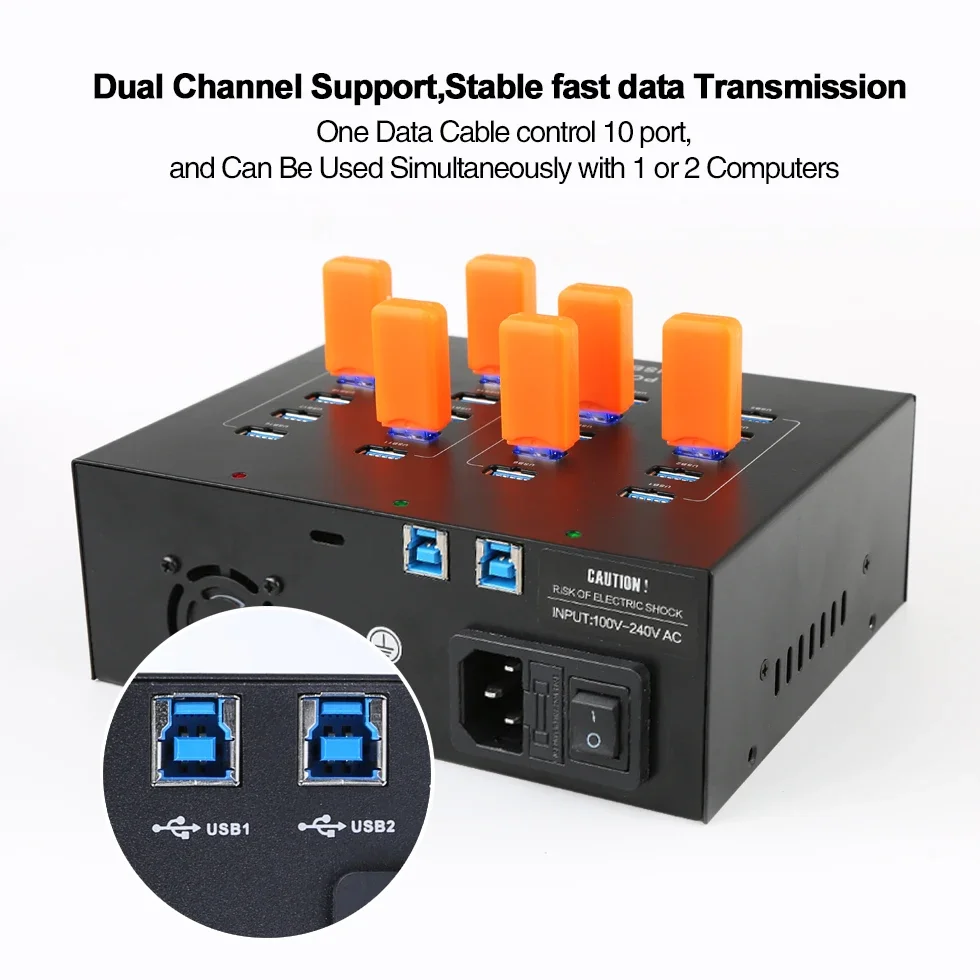 a-213P industrial built in 100-240V 110W powered adapter High Speed 5Gbps 20 Ports USB HUB 3.0