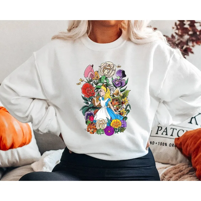 Sudadera con capucha de Disney Groovy Alice's Adventures in Wonderland adecuada tanto para hombres como para mujeres en otoño e invierno ropa casual de calle