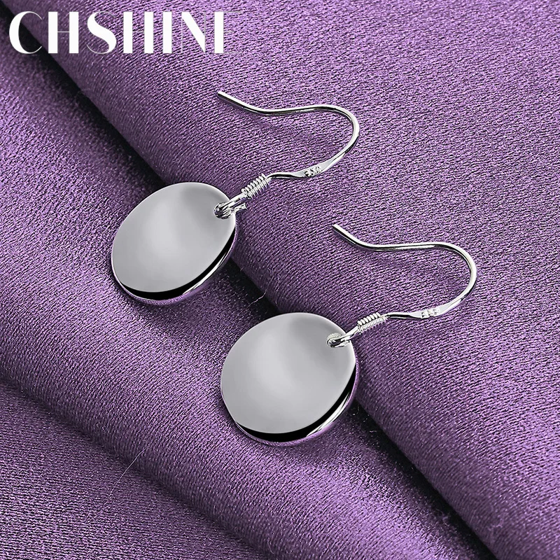 

CHSHINE 925 Sterling Silver Smooth Round A Pair of Earrings Eardrop for Women Ladies Banquet Party Fashion Jewelry