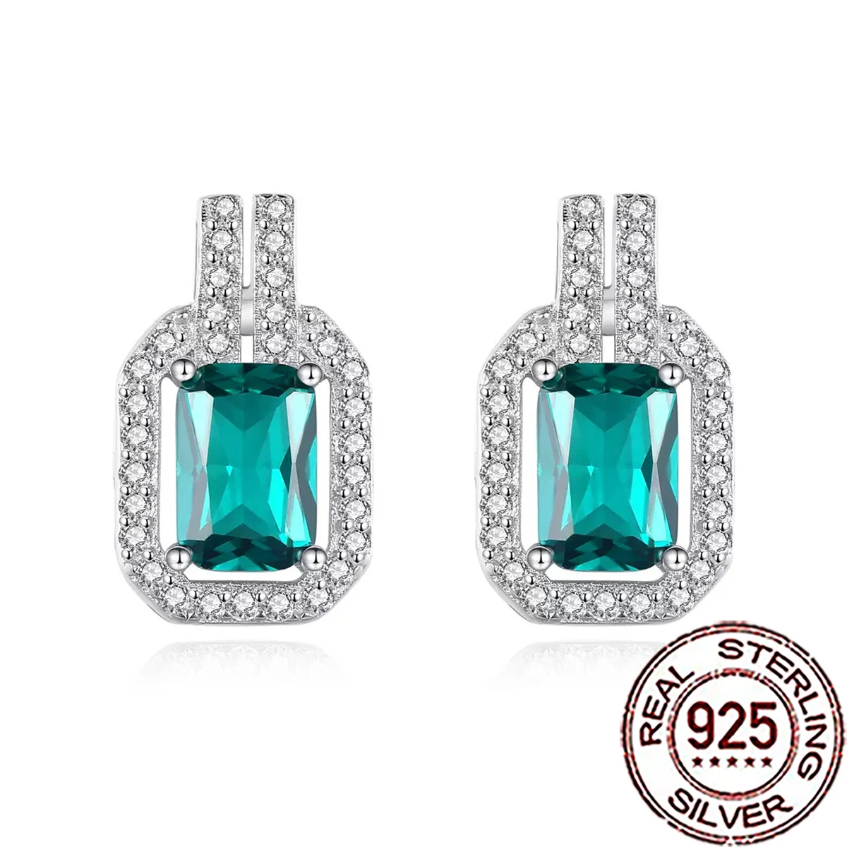 

Серьги-гвоздики CWWZircons из стерлингового серебра 925 пробы с геометрическим зеленым камнем Параиба, большие квадратные серьги-гвоздики для женщин, ювелирные изделия в подарок на день матери SE153