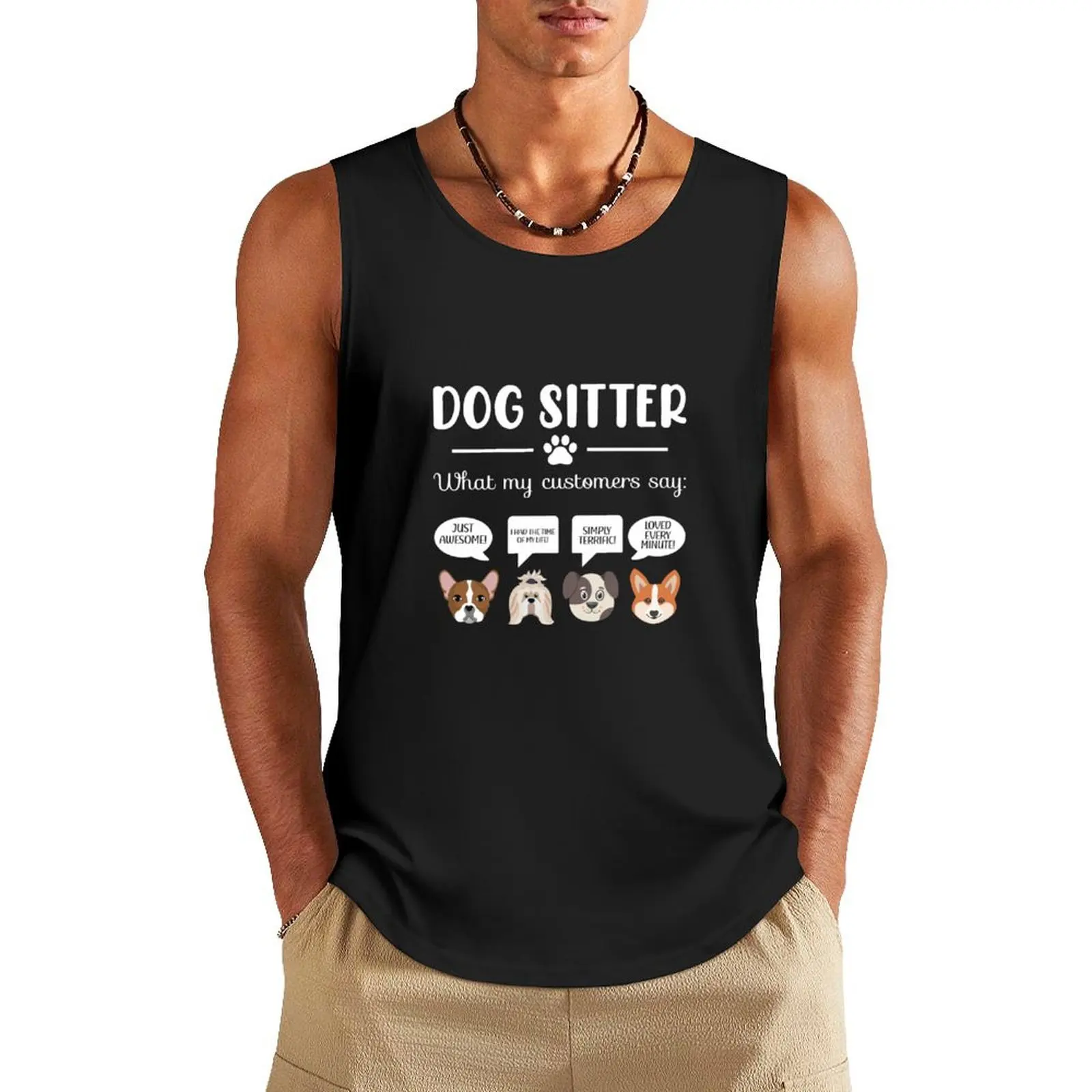 

dog sitter Tank Top clothes for men summer Sports clothing sleeveless tshirts for men Sleeveless top