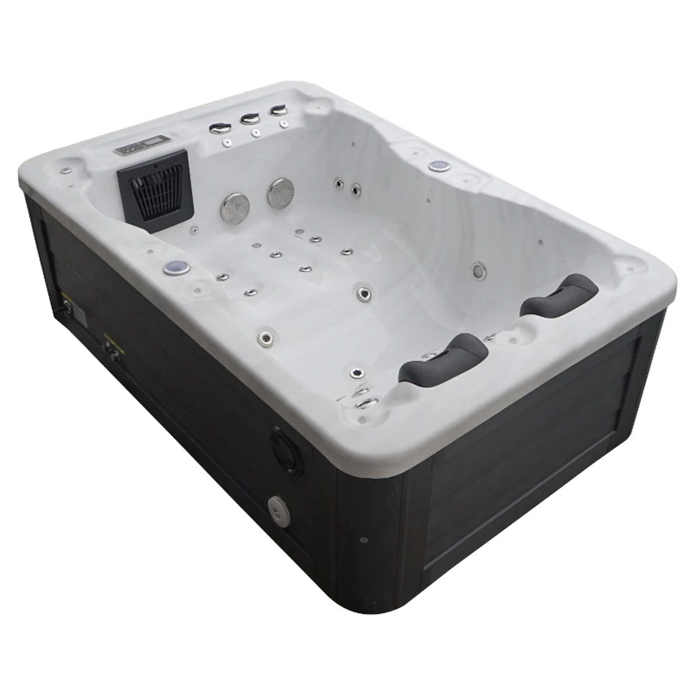 Modern Bathroom Luxury Two Person White Whirlpool Acrylic Hydro Massage Bathtub With LED Lights