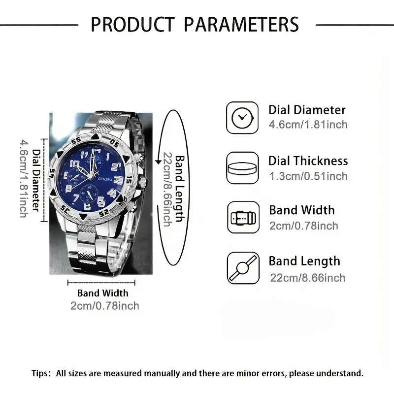 4pcs/set Men's Watches and Accessories, Precise and Durable, Suitable for Wearing in Various Daily Occasions