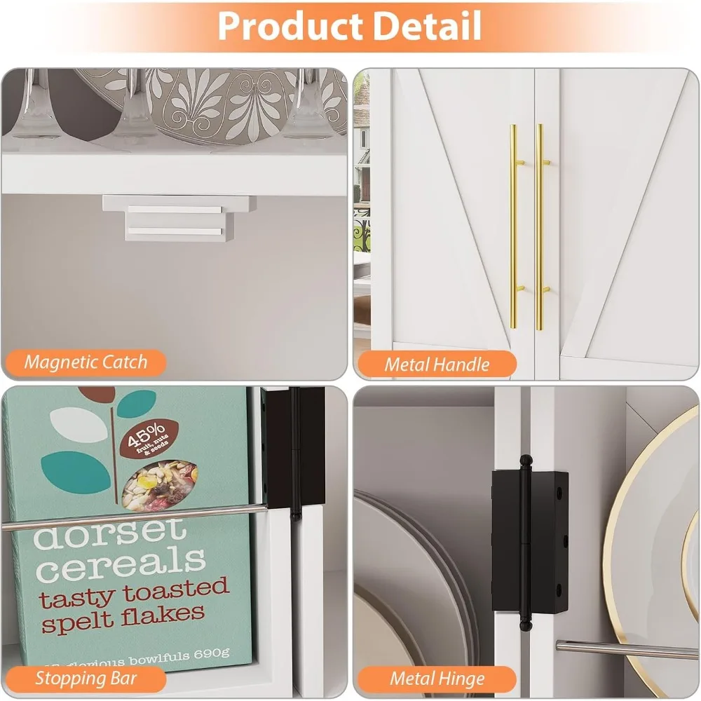 خزانة مخزن المطبخ المقوسة، خزانة مخزن طعام المزرعة 65 ساعة مع أبواب ورفوف، خزانة مطبخ قائمة بذاتها #3