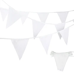Cotton White Banners Weddings and Events Decoration Flags Background Wall Hanging Pennant DIY Party Supplies for Happy Birthday
