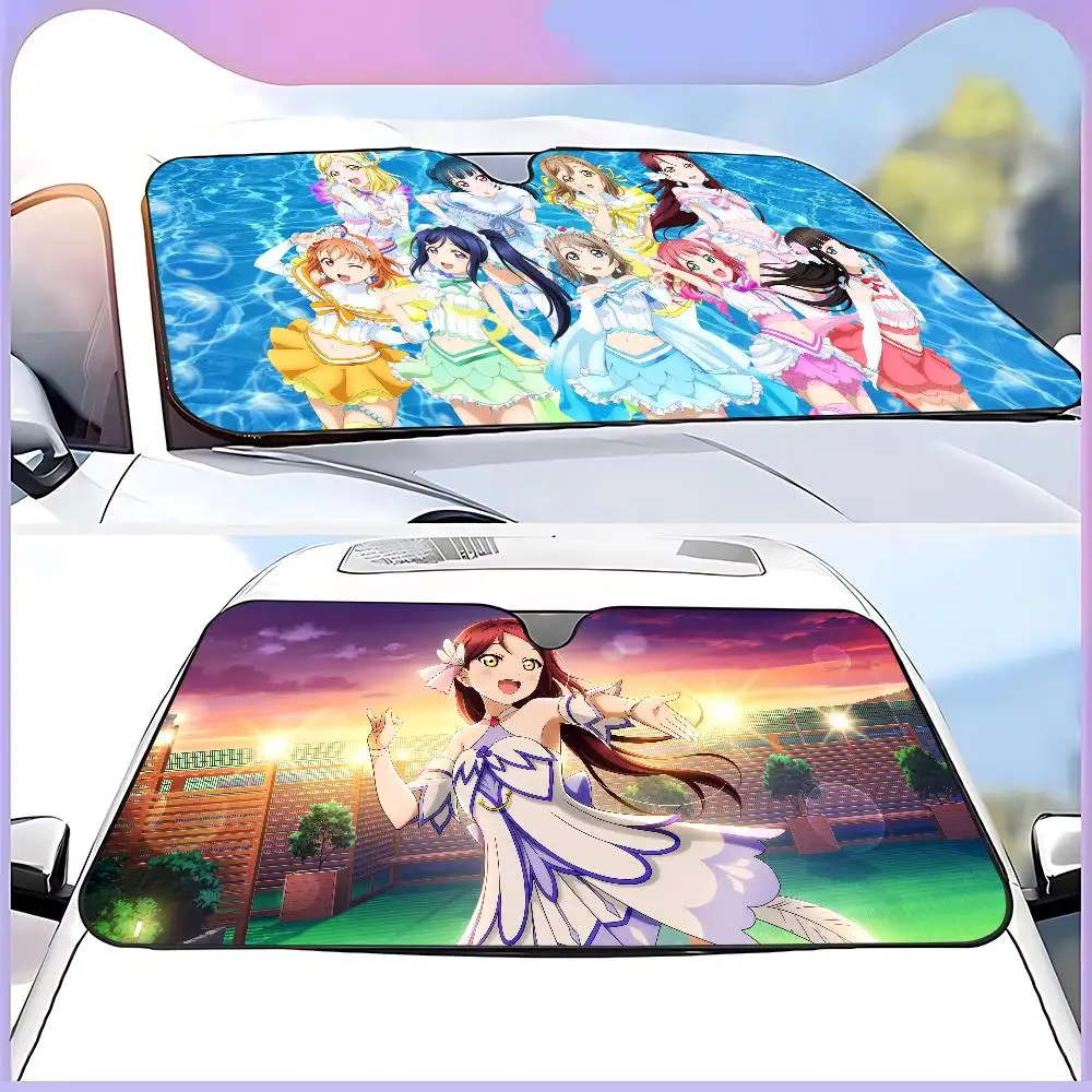 الحب لايف صن شاين أنيمي سيارة ظلة سيارة ظلة يغطي غطاء الزجاج الأمامي العالمي للطي قناع