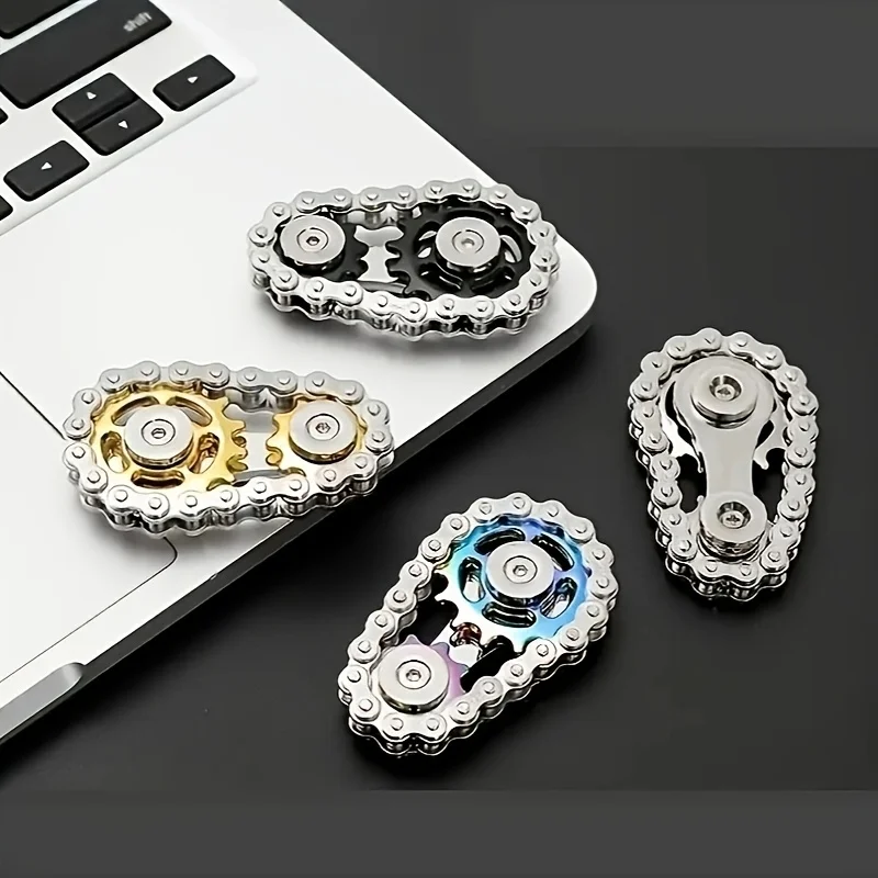 Metalen Vingertop Gyro Tandwiel Vliegwiel Fidget Spinner Antistress Angst Fietsketting Stress Angst ADHD Relief Fidgets Speelgoed
