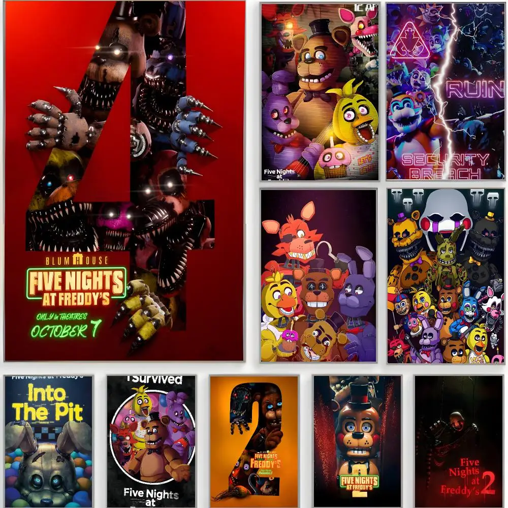 Spooky Horror Casual F-Five Nights at Freddys Poster Classic Wall Art  Home Decor  Peel and Stick Unframed