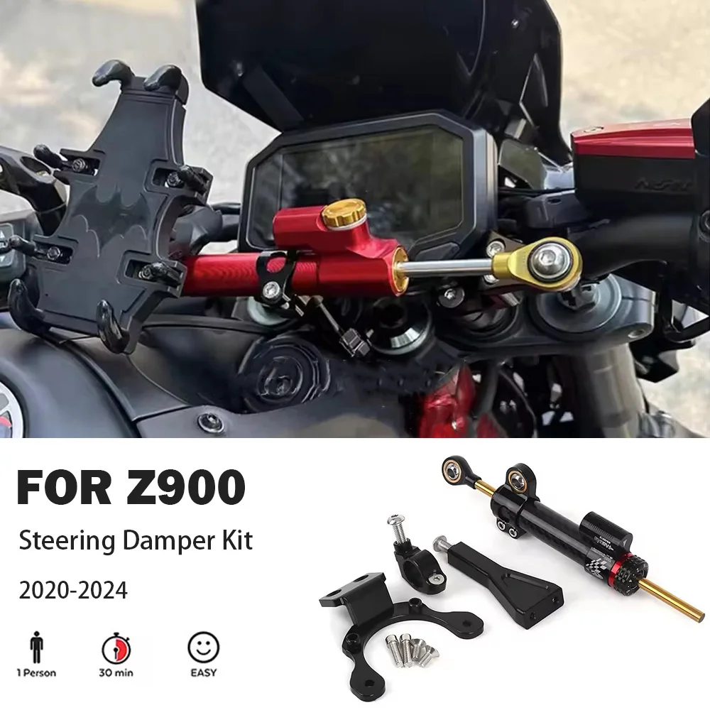 

Motorcycle CNC Aluminum Steering Damper Bracket Stabilizer Mounting Kit For Kawasaki Z900 z900 Z 900 2020 2021 2022 2023 2024