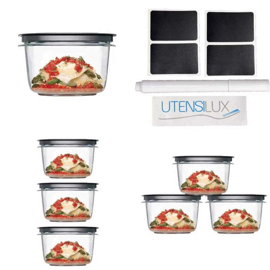 

Rubber Maid Premier, 7 Cup Premier Flex and Seal Food Storage Set, 3 Tritan Containers, 3 Grey Flex and Seal Lids, 6 Pcs Bundle