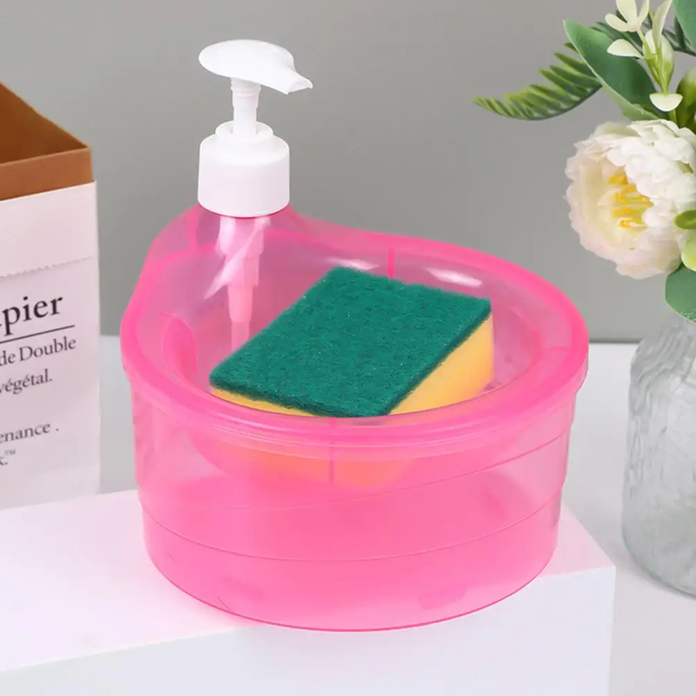 Self Cleaning Creative Kitchen Dishwashing Liquid Dispenser Press Box Soap Dispensing Box With Sponge Dishwashing Brush Set